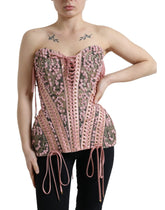 Dolce & Gabbana Pink Floral Applique Bustier Corset Top -   -  Dolce & Gabbana.